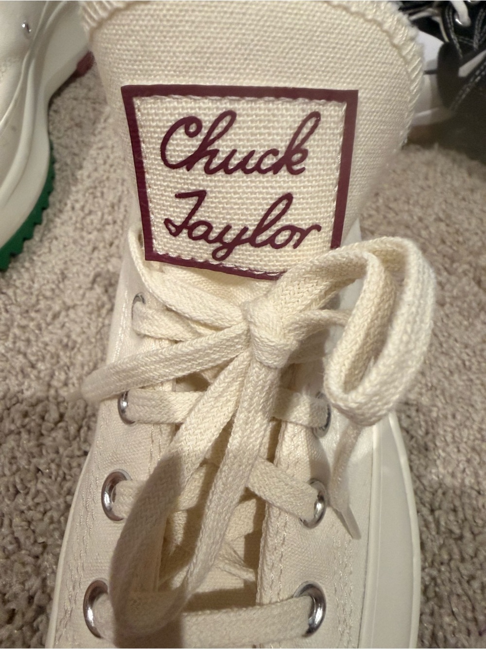 Converse Chuck Taylor High Top Sneaker in Cream with Maroon Logo